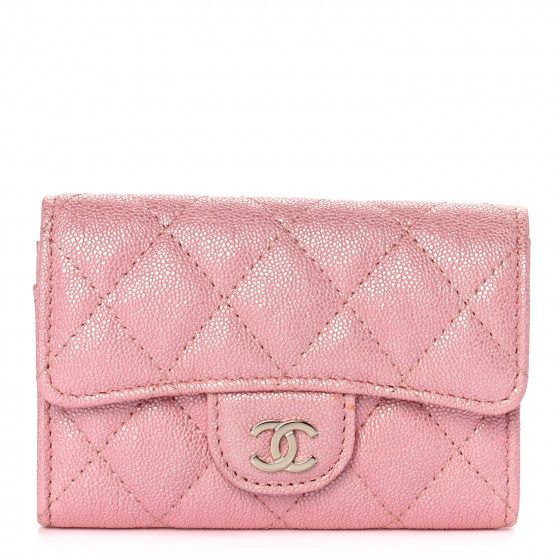 CHANEL Iridescent Caviar Quilted Flap Card Holder Rose Pink | FASHIONPHILE (US)