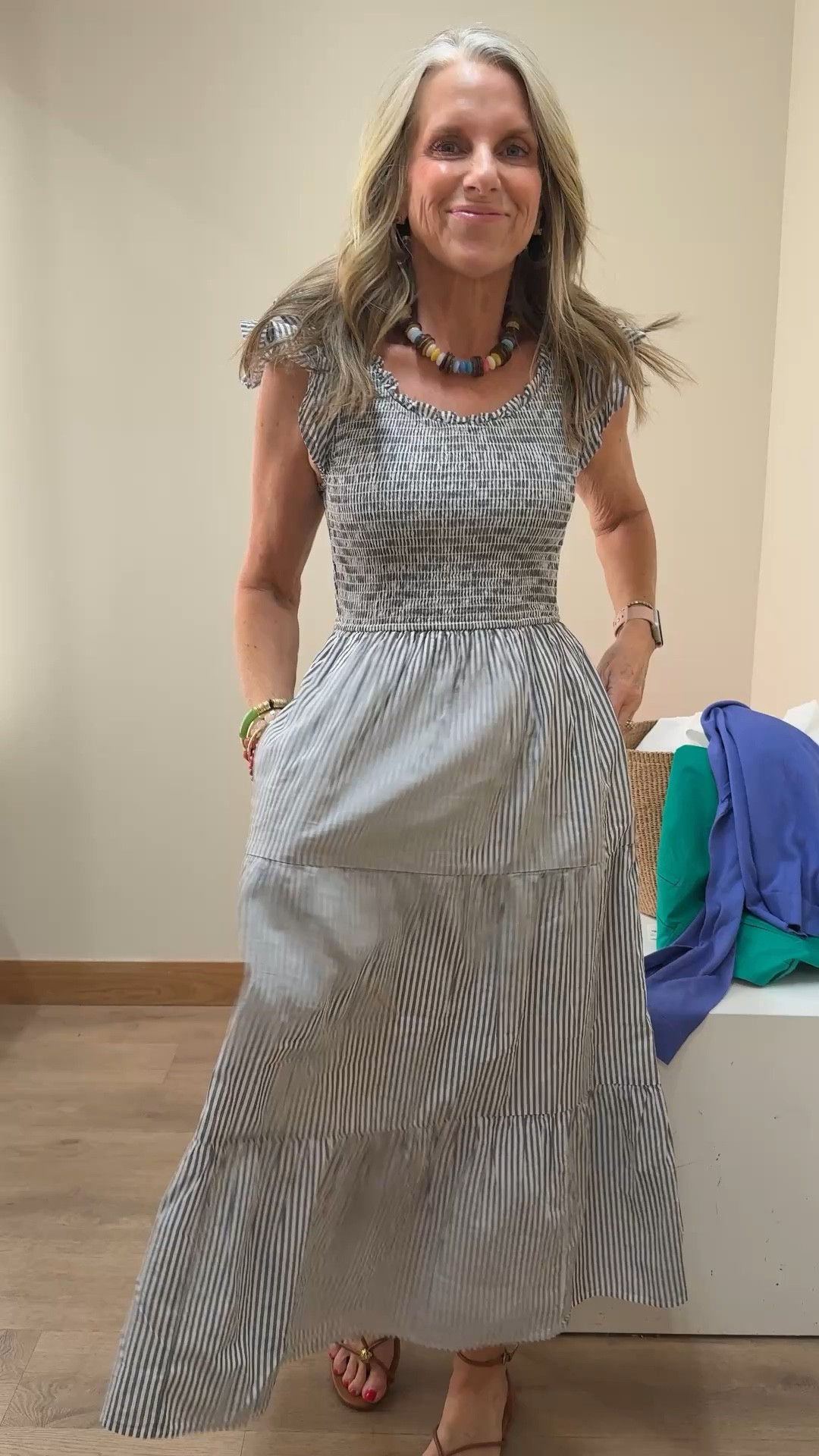 I can’t resist a smocked bodice and a ruffle. This one is so cute and looks like some you’d pay a lot more for. Wearing XS, but I’d go with a small in this one. @jcrew 
Use COAST25 on necklacee

#LTKMothersDay #LTKgrwm #LTKOver40
