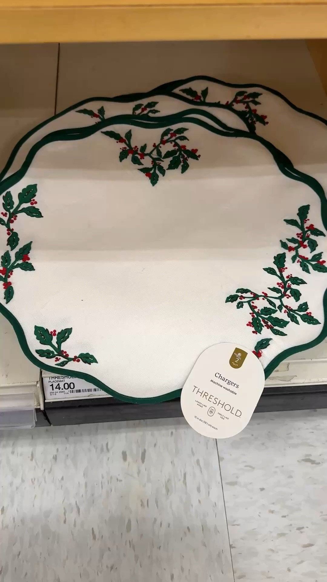 Sale alert! Holiday table finds at Target! 🎯 These 2-Pack Scallop with Embroidery Chargers from Threshold are such a charming way to dress your dining table for holiday gatherings!  🎄✨ Made from a cotton-linen blend, they feature delicate scalloped edges with embroidered holly for a festive yet classic look. 💚 Even better—they’re machine washable, so hosting feels effortless! #HolidayDecor #HolidayTable #TargetFinds

#LTKHoliday #LTKSaleAlert #LTKHome