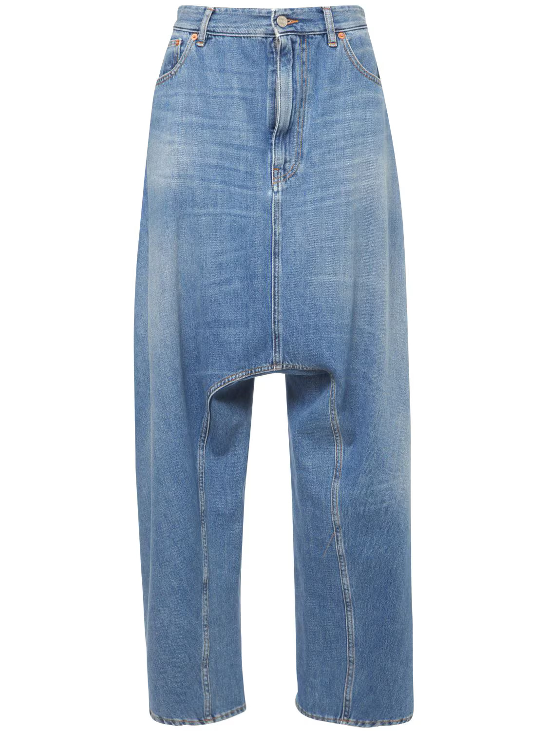 Dropped Crotch Cotton Denim Jeans | Luisaviaroma