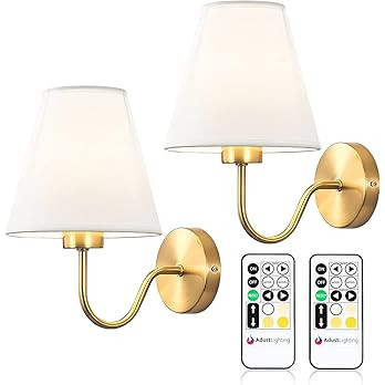 Adust Battery Operated Wall Sconce Set of Two Remote Control Dimmable Rechargeable LED Light Bulb, 3 | Amazon (US)