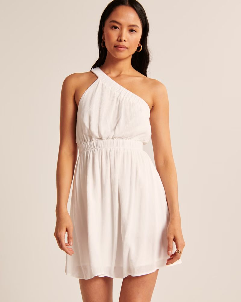 Asymmetrical Scrunchie Strap Mini Dress | Abercrombie & Fitch (US)