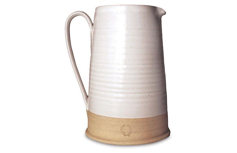 Countryman Pitcher, White/Natural | One Kings Lane