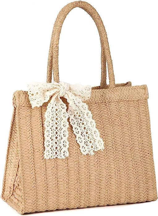 JENLING Straw Purse Beach Tote Bag for Women Summer Woven Handbag | Amazon (US)