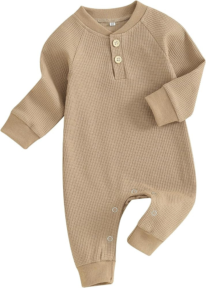 Kuriozud Newborn Infant Unisex Baby Boy Girl Clothes Button Romper Jumpsuit Basic One Piece Outfi... | Amazon (US)