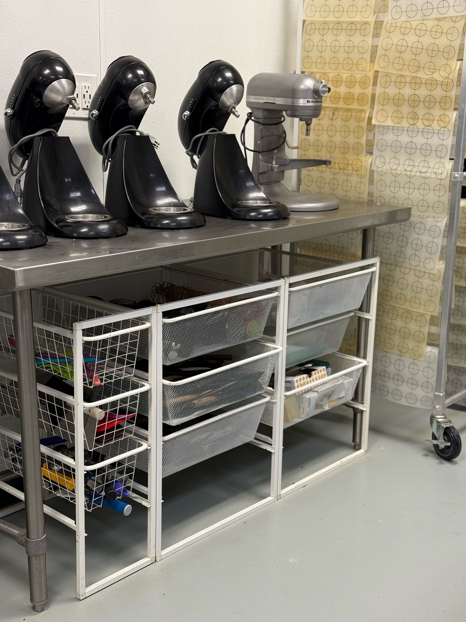 Under counter storage + our favorite mixers! 