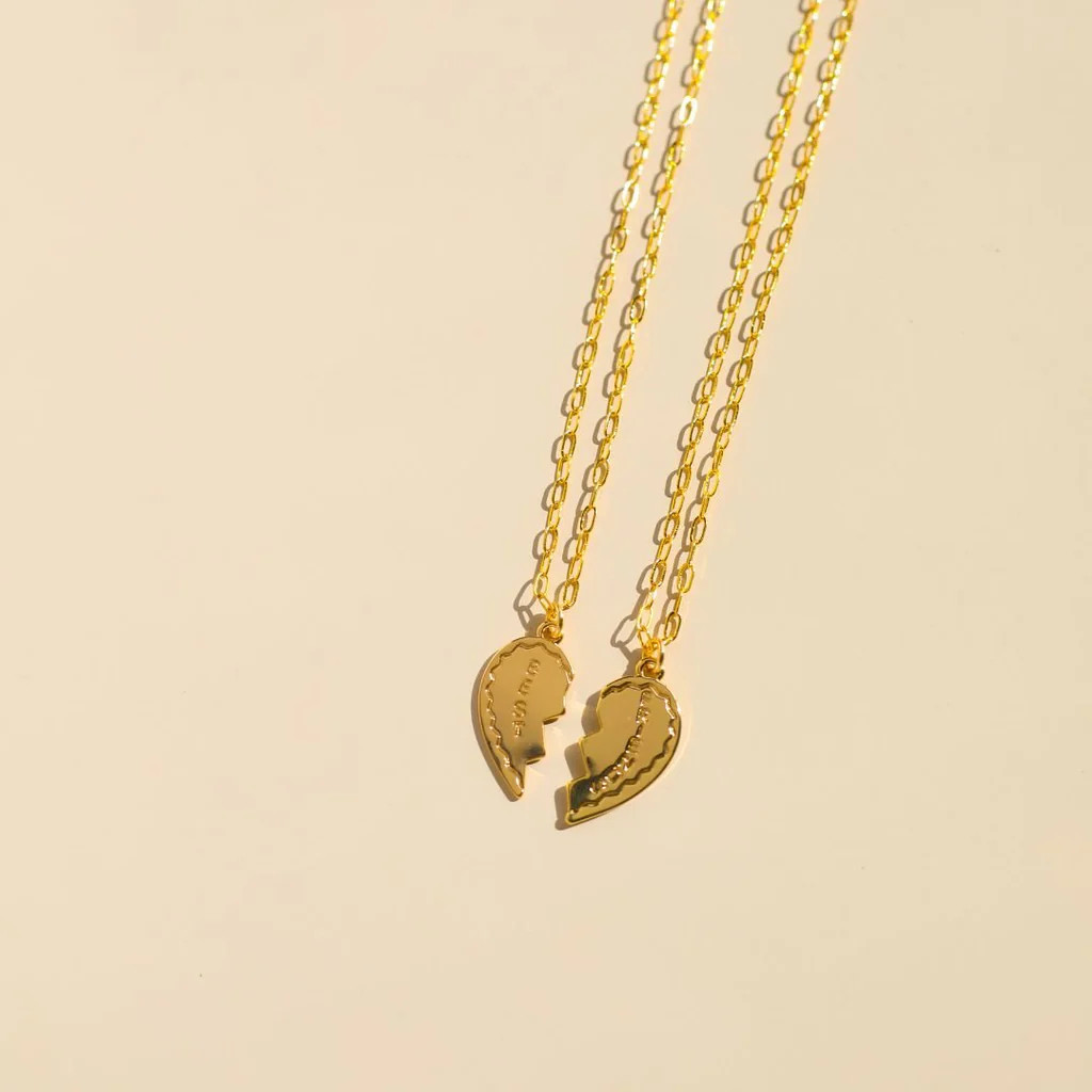Gold Best Friends Charm Necklace Set | Nickel and Suede