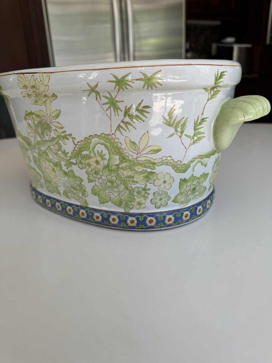 PORCELAIN GREEN FOOTBATH PLANTER 13" LONG | eBay US