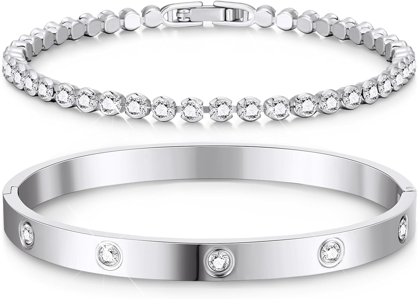 doubgood Gold Bracelets for Women Stackable Gold Bangles for Women Tennis Bracelets Bangle Bracel... | Amazon (US)