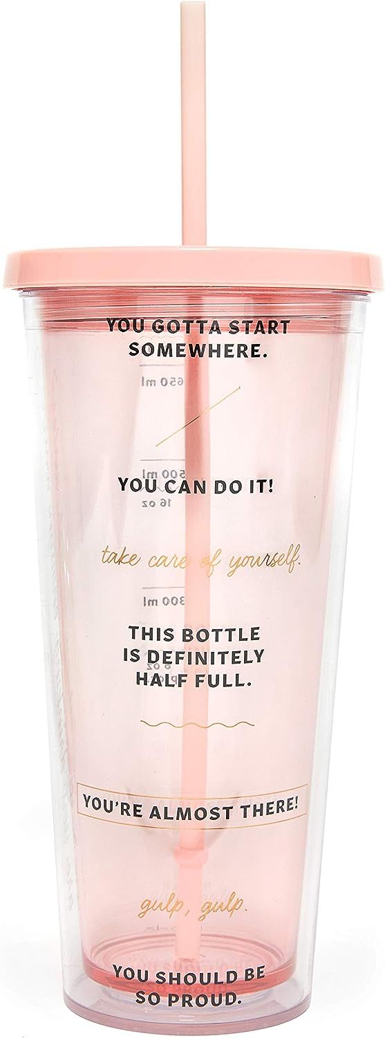 ban.do 24 Ounce Tumbler with Lid and Straw, Motivational Water Bottle with Time Marker Design, Pi... | Amazon (US)