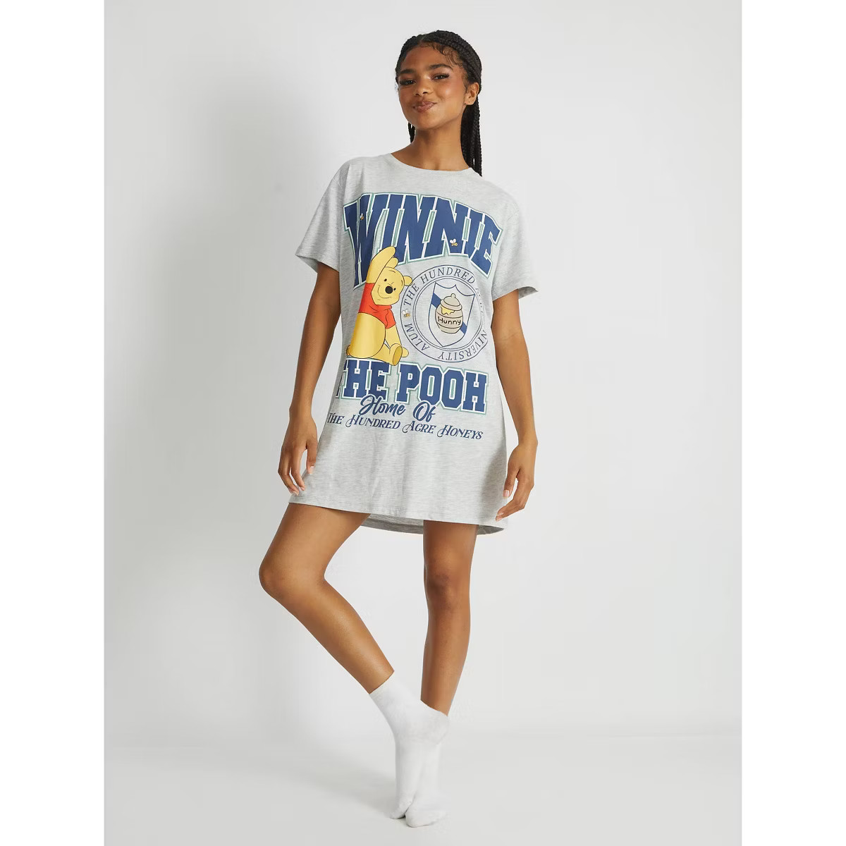 Women's Winnie the Pooh Oversized Graphic Pajama T-Shirt - Gray | Target