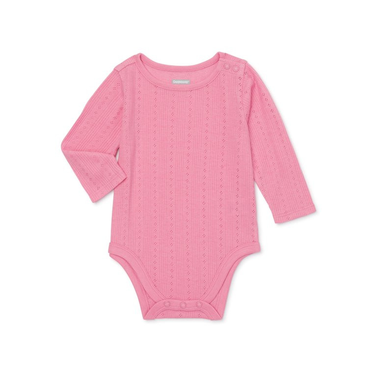 Garanimals Baby Girl Long Sleeve Pointelle Bodysuit, Sizes 0-24 Months | Walmart (US)