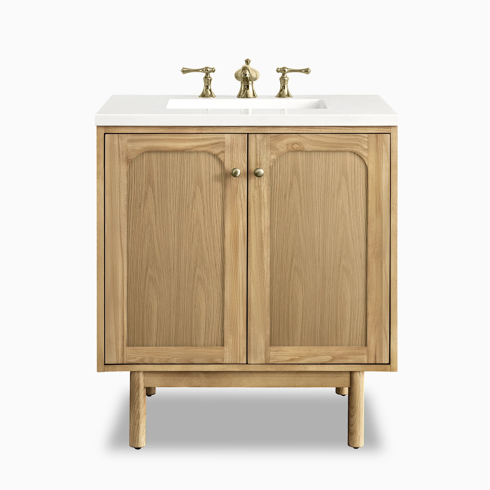Abigail 30" Single Vanity in Light Natural Oak with 3 cm White Zeus Quartz Top | Edward Martin