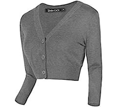 Urban CoCo Women's Cropped Cardigan V-Neck Button Down Knitted Sweater 3/4 Sleeve | Amazon (US)