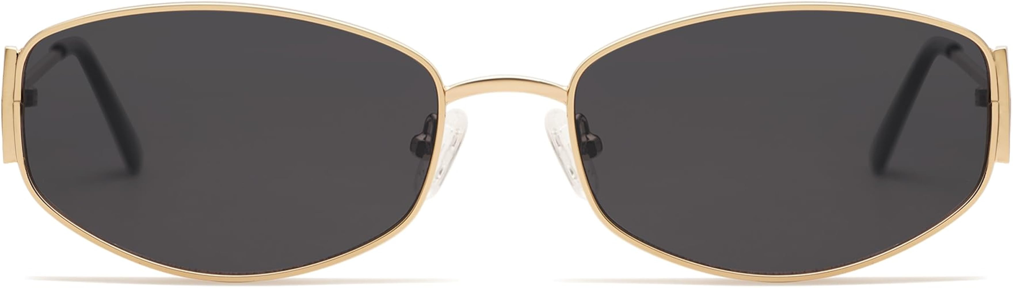 Retro Oval Sunglasses For Women Men Hexagonal Rectangle Metal Frame Sun Glasses AP3625 | Amazon (US)