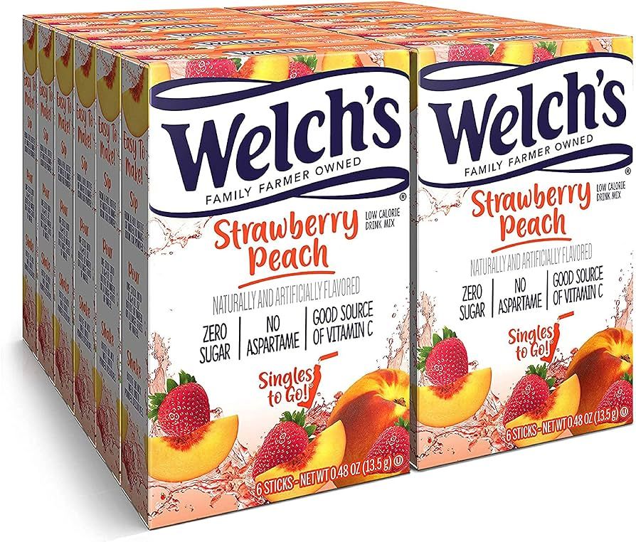 Welch's Singles To Go Water Drink Mix - Powder Sticks, Strawberry Peach, 0.48 Ounce (Pack of 12) | Amazon (US)