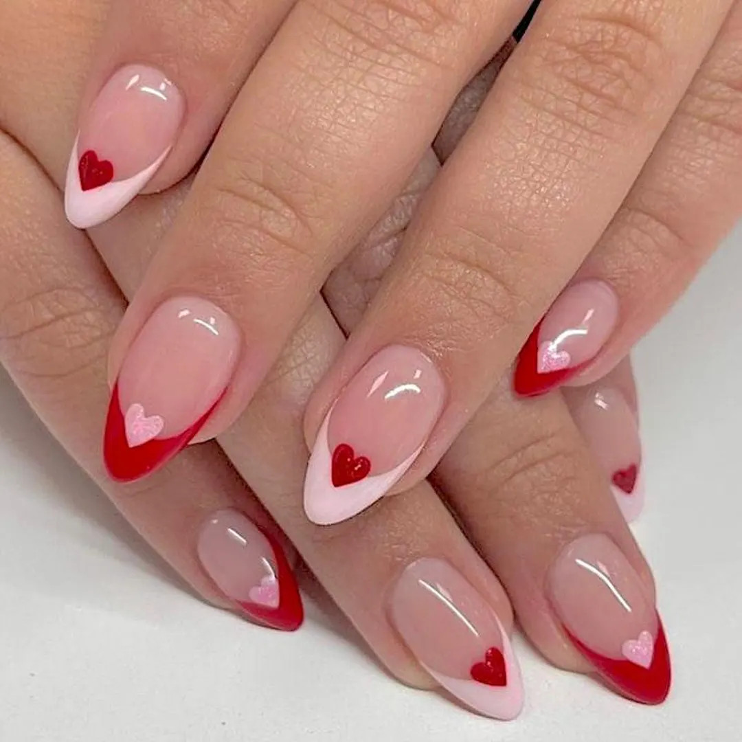 Valentine's Press on Nails, Pink and Red Hearts (reusable Set) F1742 - Etsy | Etsy (US)