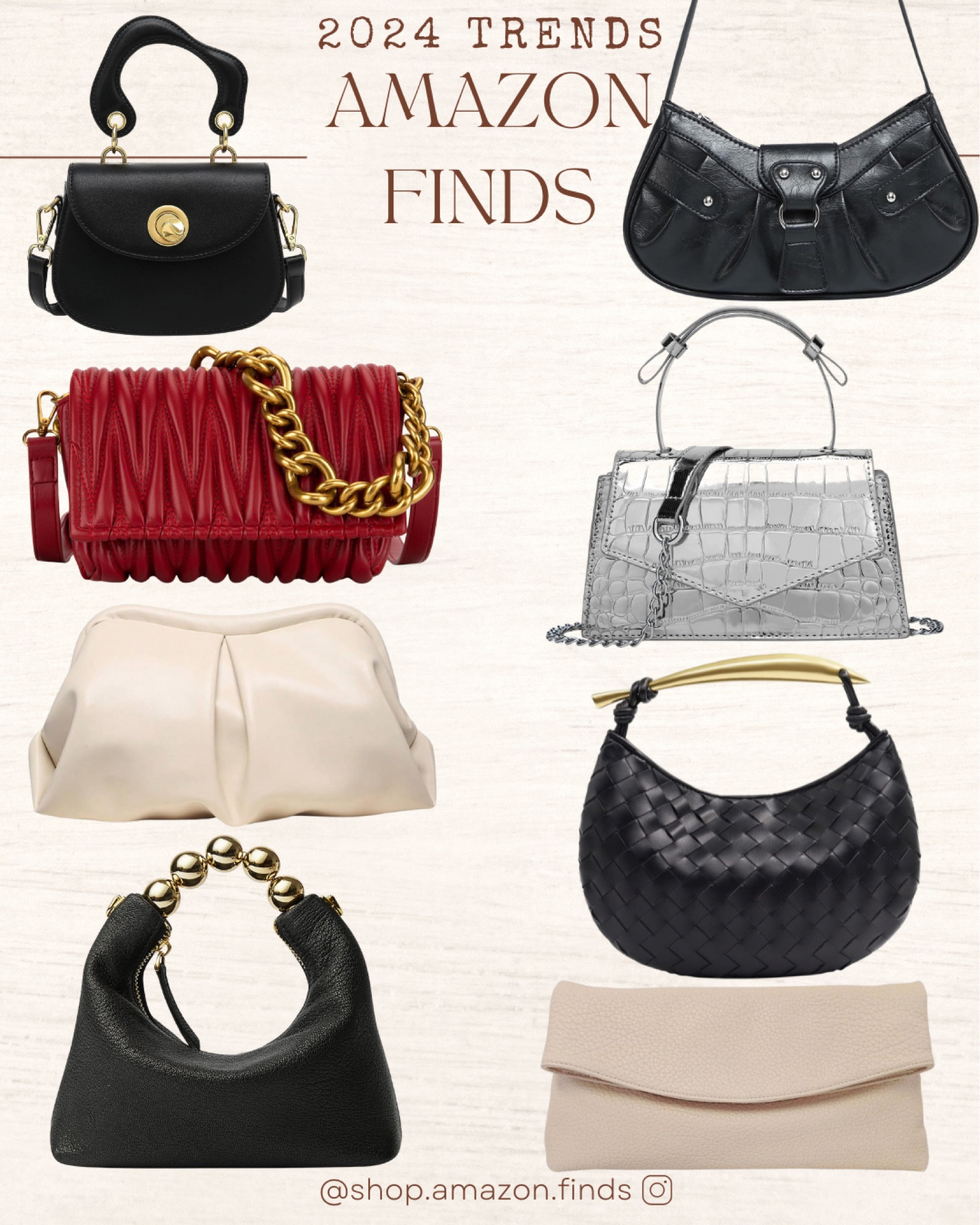 2024 purse trends! Chain handles, envelope clutches, pockets and picked, rounded shapes and more! These trending bags are all from Amazon.

#LTKstyletip #LTKitbag #LTKSeasonal
