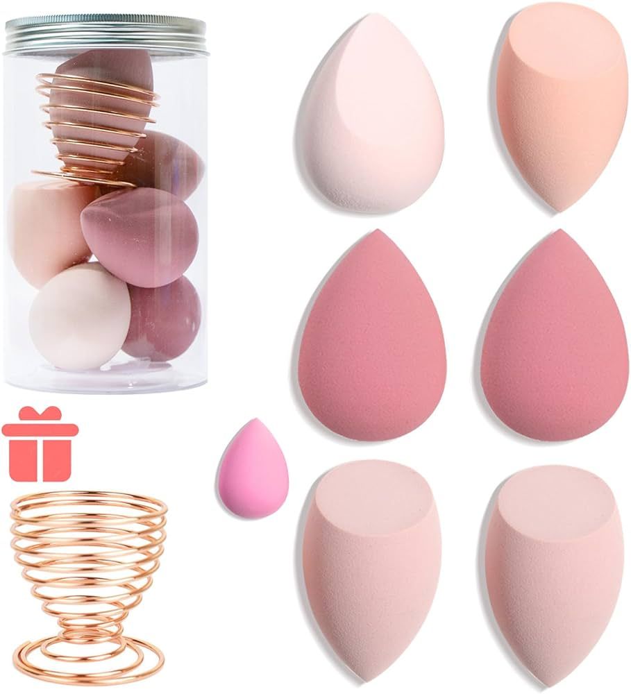 7 Pcs Makeup Blender Sponge Set - Soft Beauty Sponge Blender with a Bottle and Egg Case Holer for... | Amazon (US)