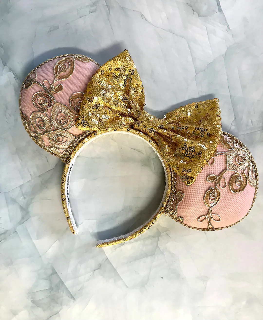 Aurora Mouse Ears: Sleeping Beauty Princess Ears With Gold Sequin Bow - Etsy | Etsy (US)