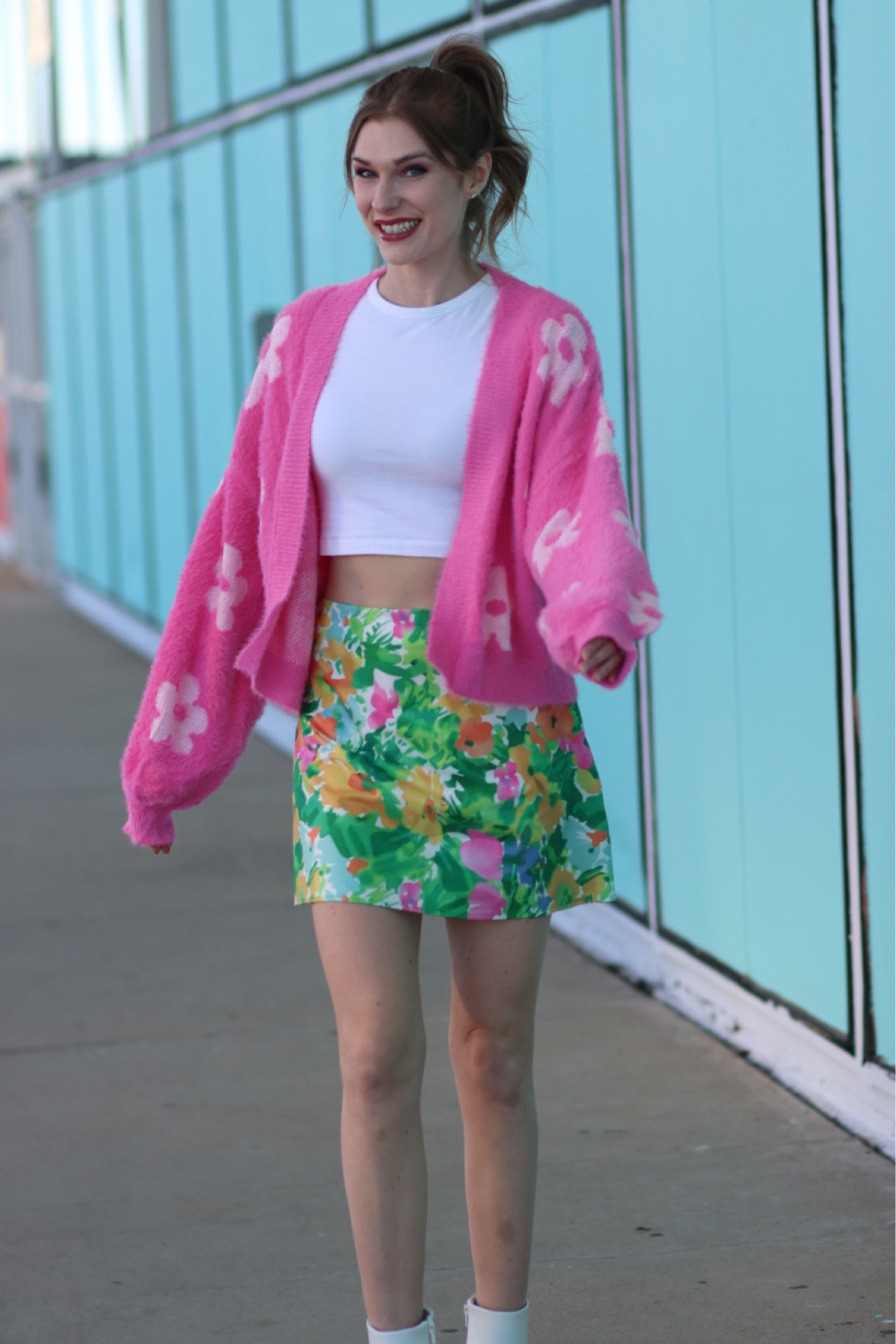 This sweater is slowly becoming my favorite article of clothing. It is THE SOFTEST. Floral cardigan, fuzzy sweater, casual outfit inspo, outfit inspiration 2022, bright outfit, revolve sweater, 60s outfit inspo, y2k style, insta style, Pinterest style, silk skirt, cute outfit ideas 

#LTKunder50 #LTKstyletip #LTKsalealert