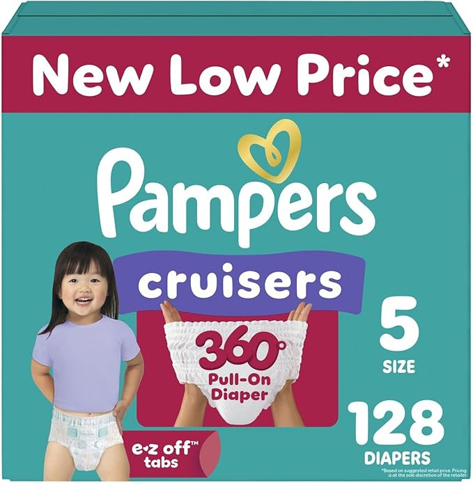 Pampers Diapers - Cruisers 360 - Size 5, 128 Count, Babyproof up to 100% Leakproof Pull-On Diaper | Amazon (US)