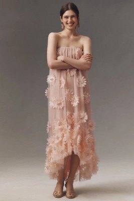 Helsi Athena Strapless 3D Floral Maxi Dress | Anthropologie (US)