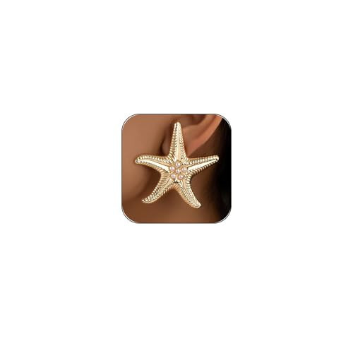 Starfish Earring for Women Gold Starfish Stud Earring Boho Ocean Seashell Shell Earrings Summer Beach Jewelry (Starfish Pearl) | Amazon (US)