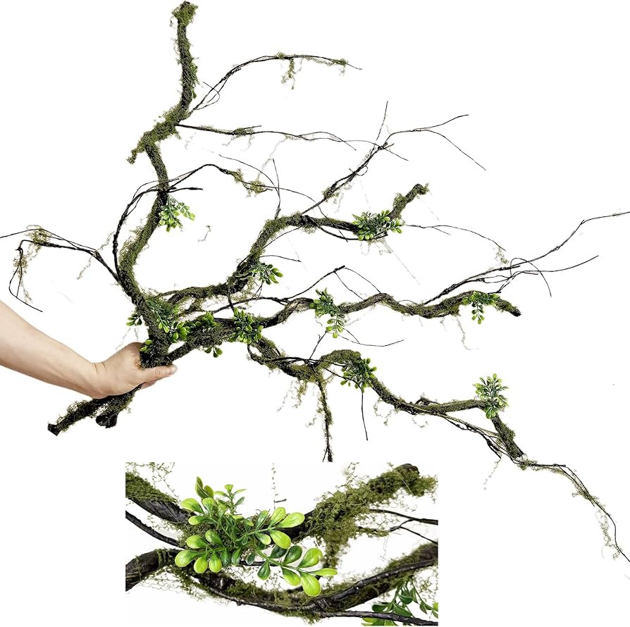 43 inches Moss Twig Vines Artificial Trees Branches Jungle Climber Fake Greenery Twigs Trunk with... | Amazon (US)