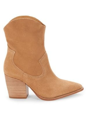 Schutz Tessie Block Heel Suede Western Boots on SALE | Saks OFF 5TH | Saks Fifth Avenue OFF 5TH