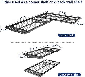 FLEXIMOUNTS 2-Pack 2x4ft Corner Wall Shelving Garage Storage Rack, 24-inch-by-48-inch Floating Sh... | Amazon (US)