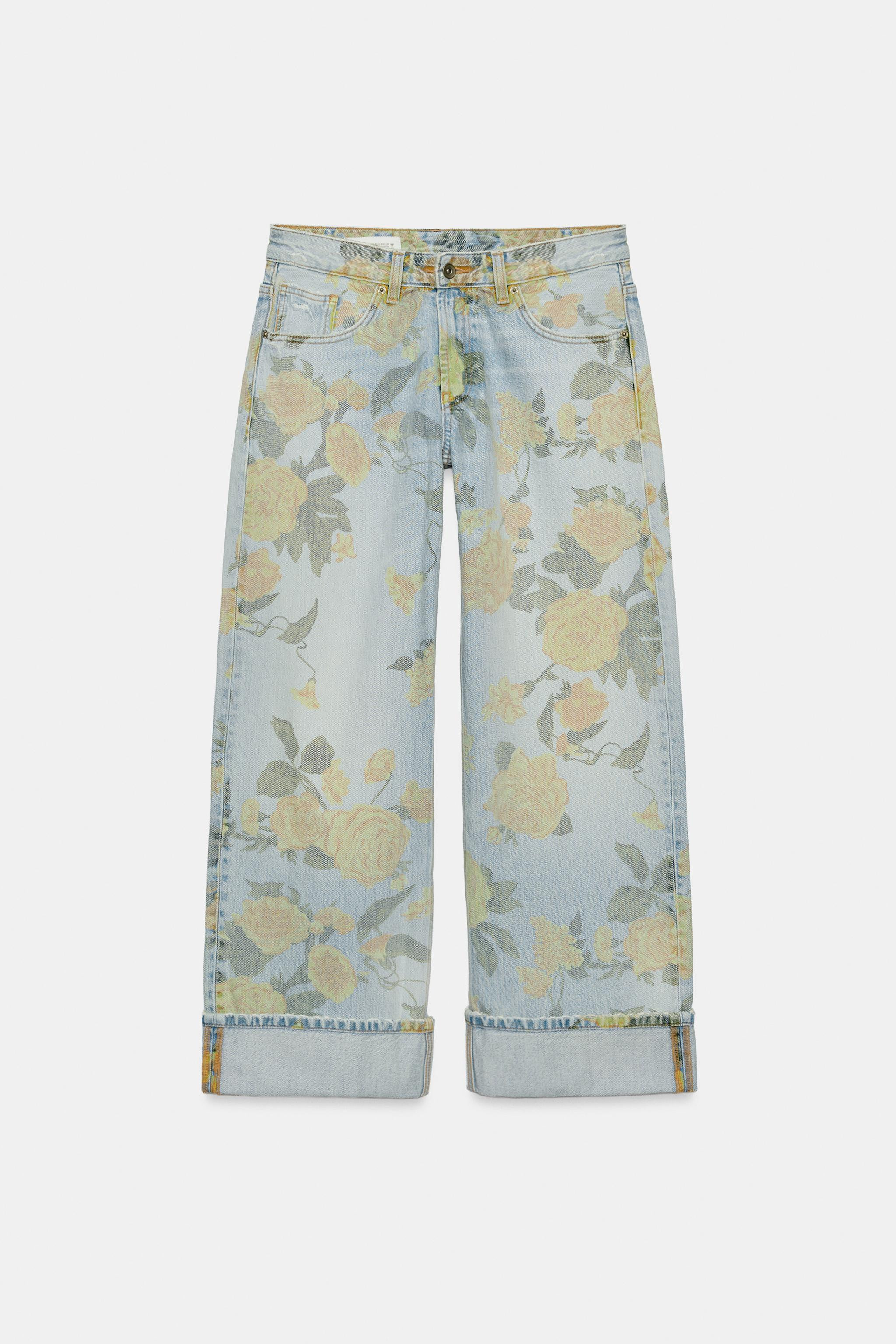 TRF LOW RISE LOOSE FIT PRINTED FOLDED JEANS | Zara US
