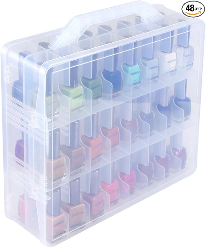 Kissbuty Universal Nail Polish Holder Organizer for 48 Bottles Adjustable Dividers Space Saver | Amazon (US)