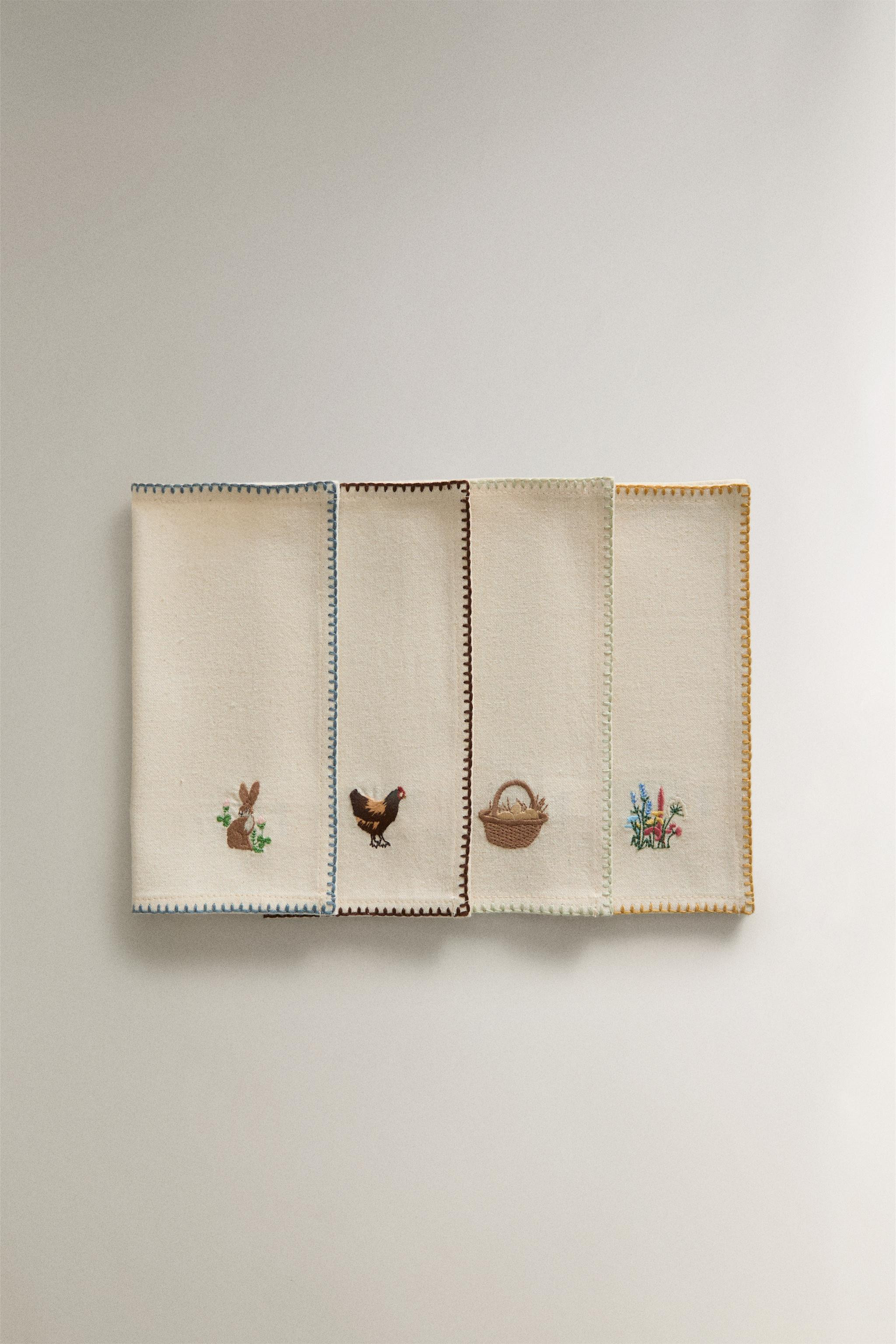 EMBROIDERED EASTER NAPKIN SET (PACK OF 4) | Zara US