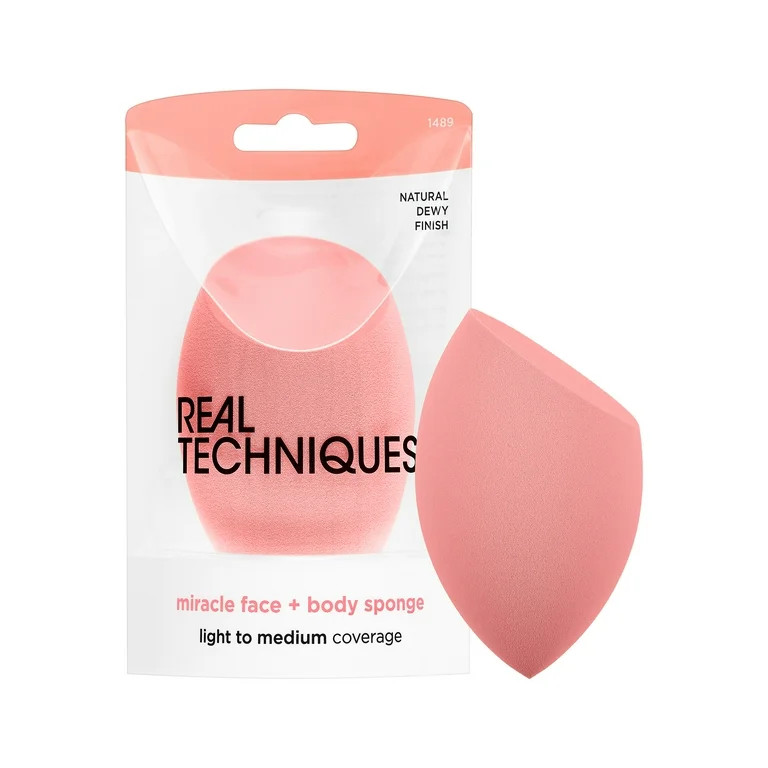 Real Techniques Miracle Face & Body Makeup Blending Sponge, for Liquids & Creams, Pink, 1 Count | Walmart (US)