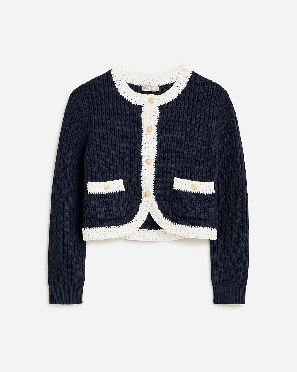 Cropped sweater lady jacket with contrast trim | J.Crew US
