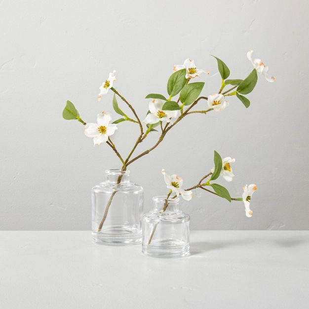 Faux Dogwood Flower Stem Glass Arrangement Set - Hearth & Hand™ with Magnolia | Target