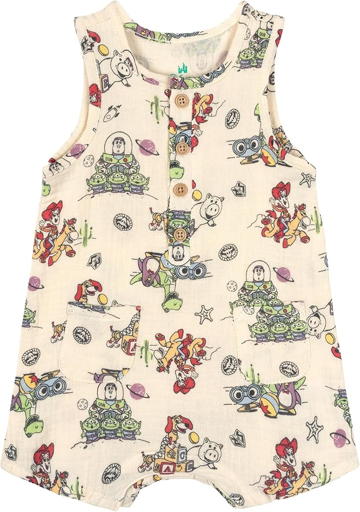 Disney Baby Sleeveless Gauze Romper Newborn to Infant Sizes (Newborn - 24 Months) | Amazon (US)