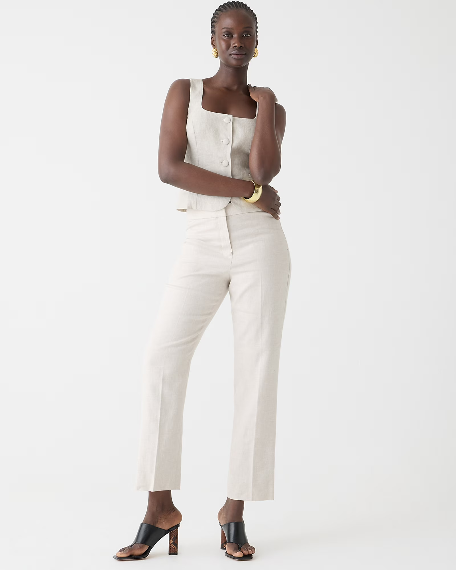 Petite Kate straight-leg pant in stretch linen | J. Crew US
