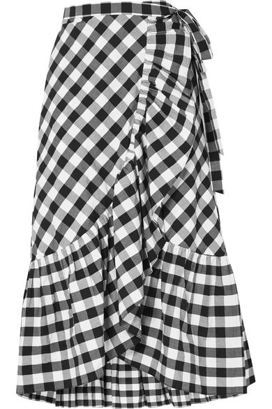 J.Crew - Glo Ruffled Gingham Cotton-poplin Wrap Skirt - Black | NET-A-PORTER (UK & EU)