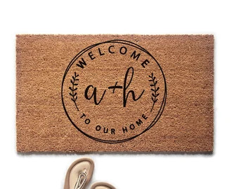 Custom Welcome to Our Home Door Mat Personalized Initials - Etsy | Etsy (US)