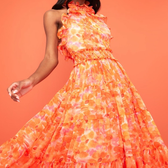 🧡PATBO MYOSOTIS HALTERNECK FLUTTER GOWN NWOT🧡 | Poshmark