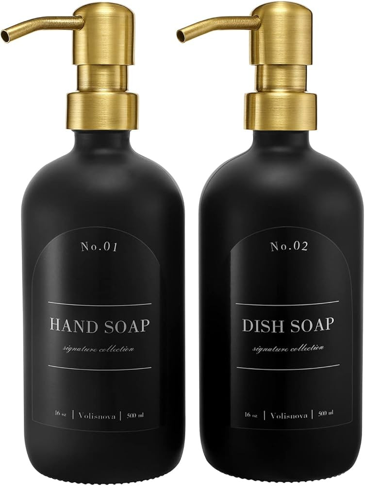 Volisnova 2-Pack Glass Soap Dispenser with Pumps for Bathroom Kitchen - Farmhouse Soap Dispenser ... | Amazon (US)