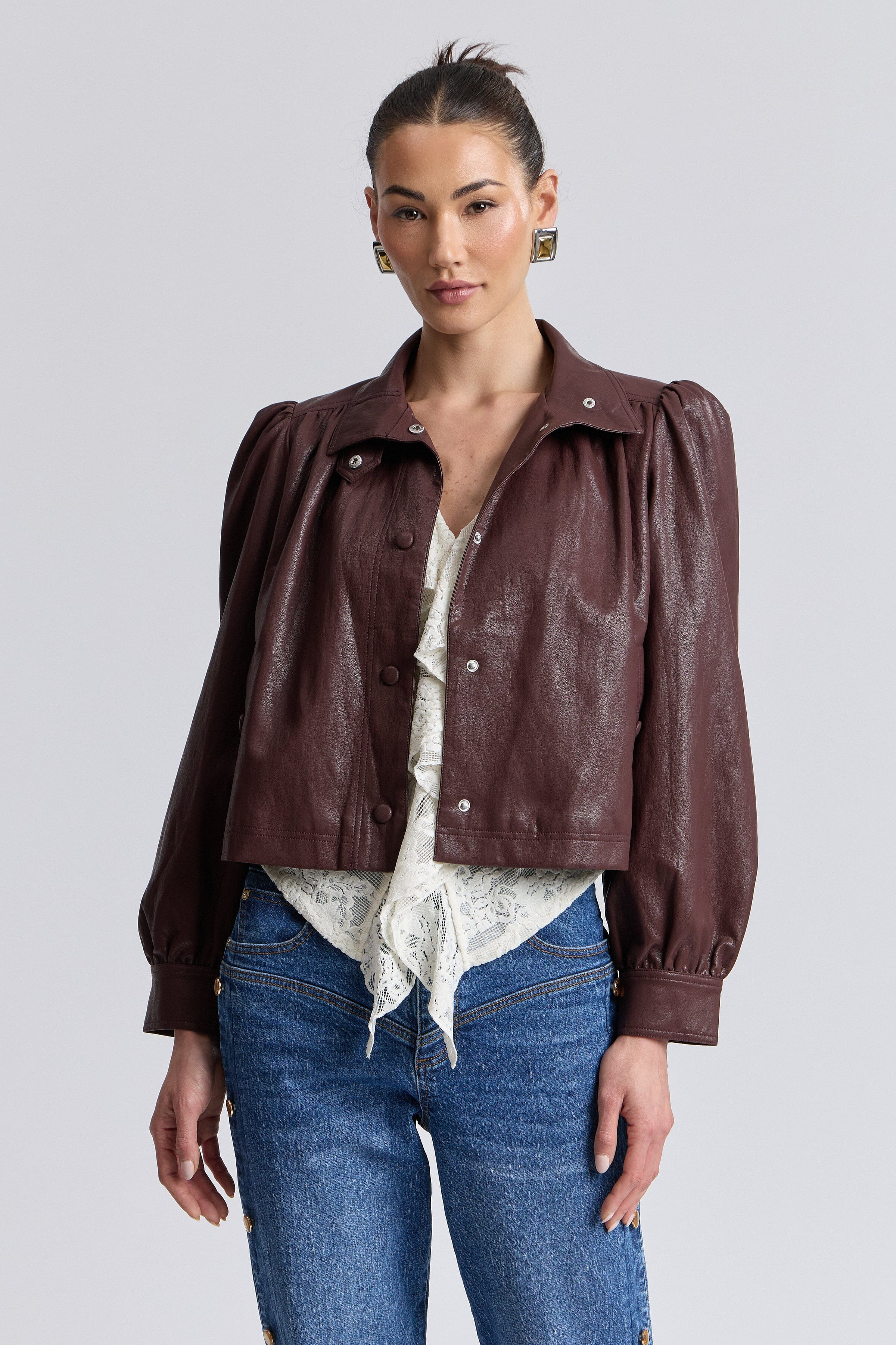 Faux-Ever Leather™ Puff Sleeve Jacket | Avec Les Filles