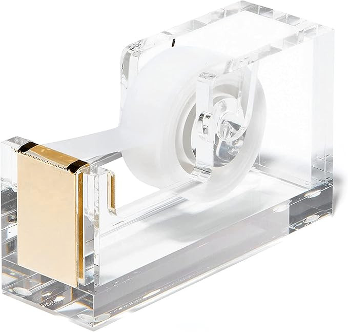 OfficeGoods Modern Acrylic Tape Dispenser - Non-Slip Rubber Holder Bottom- Appealing Design, Perf... | Amazon (US)