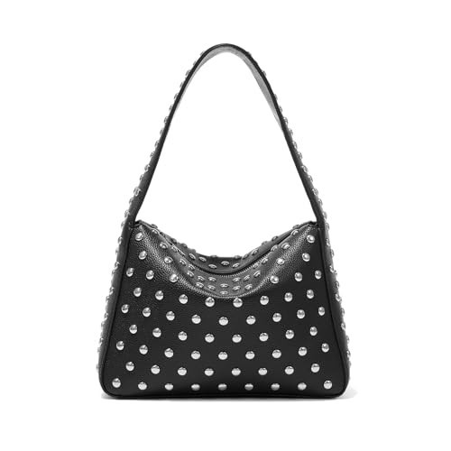 ONE2MAY Shoulder Bag Studded Purse for Women Y2K Purse Black Studded Bag Designer Handbag (Black) | Amazon (US)