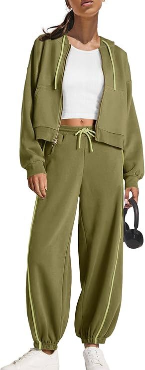 Panadila Womens Sweatsuits 2 Piece Set Zip Up Hoodie and Barrel Sweatpants Piping Sweatshirt Trac... | Amazon (US)