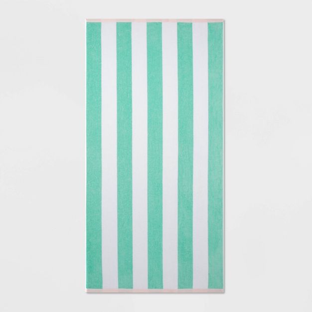 Reversible Cabana Striped Beach Towel Mint/Pink - Sun Squad&#8482; | Target