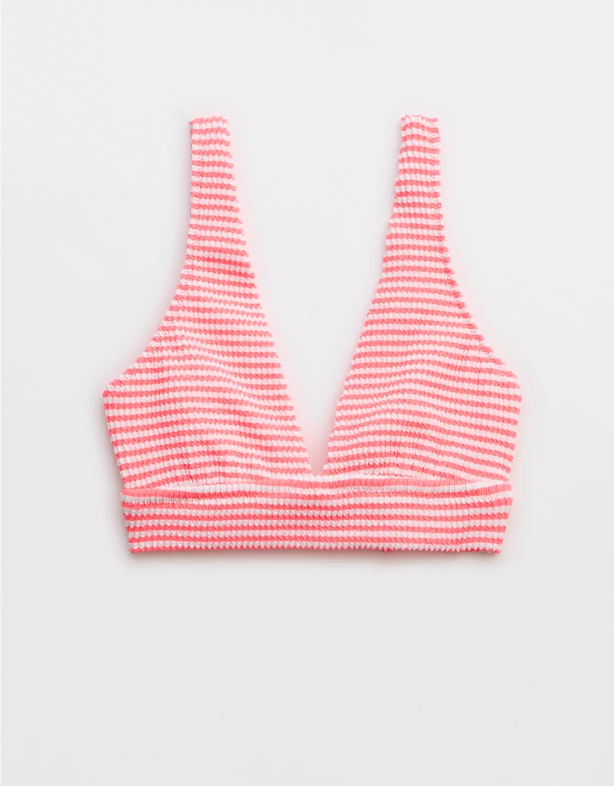 Aerie Crinkle Stripe Longline Plunge Bikini Top | Aerie
