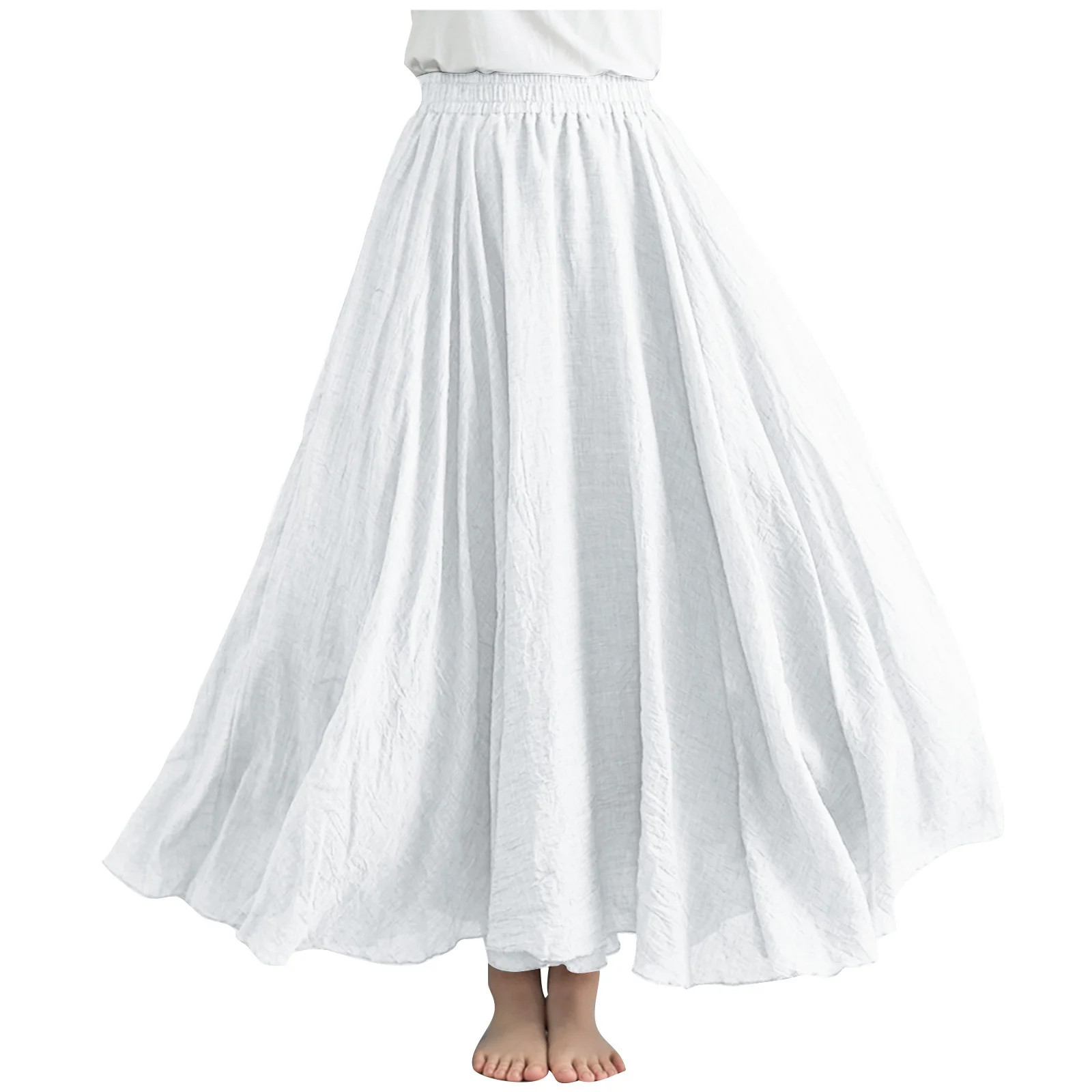 Busydd Womens Maxi Skirt Trendy Elastic Waist Boho Long Skirts for Women Casual Vacation Solid Co... | Walmart (US)